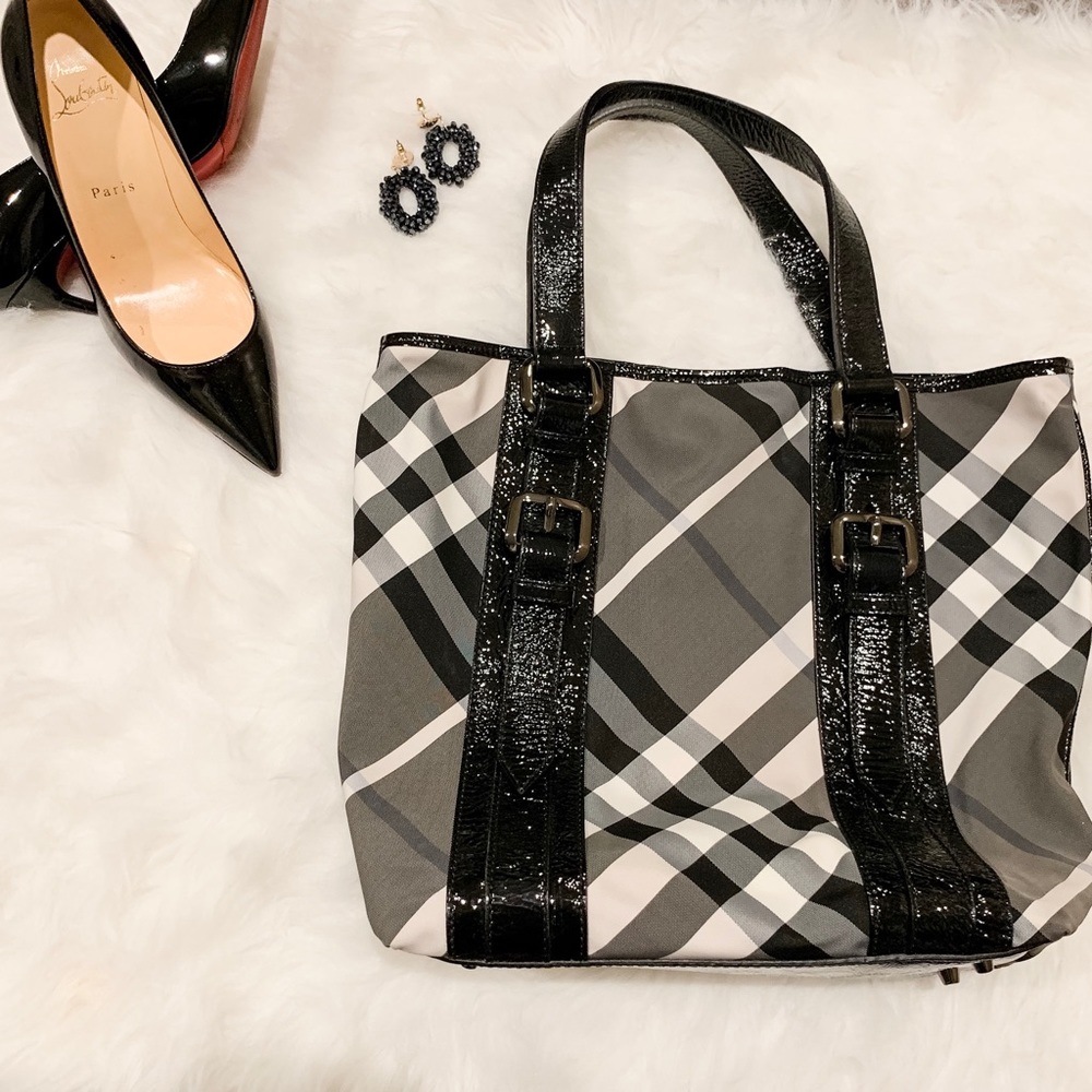 BURBERRY Nylon Beat Check Small Victoria Tote